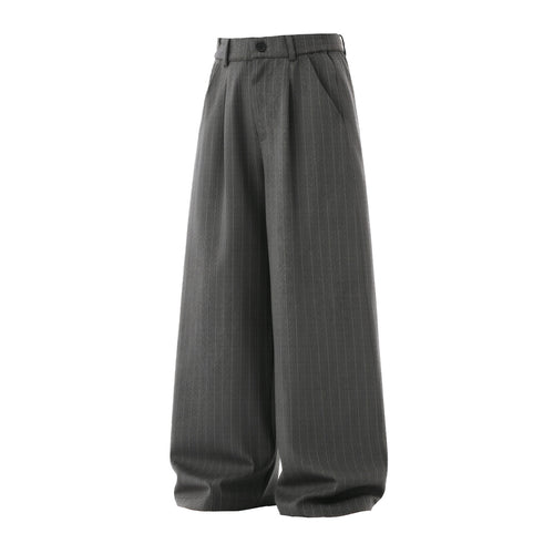 Damen Weite High‑Waist Plissee-Anzughose mit Nadelstreifen und Bundfalten Nord Taschen