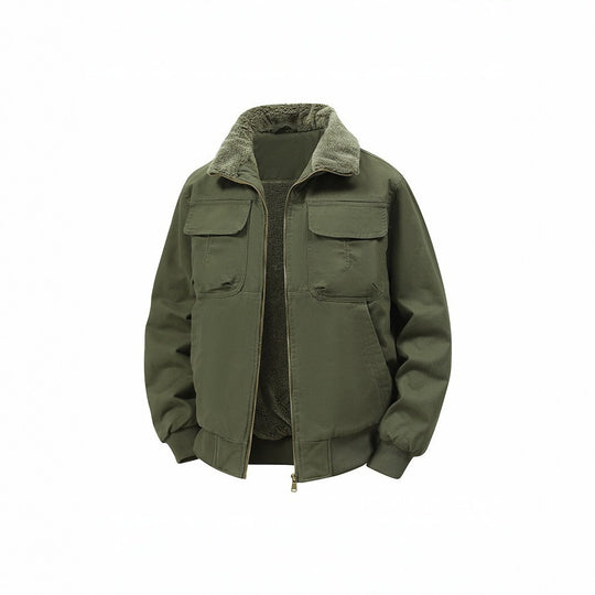 Herren Thermo‑Bomberjacke mit durchgehendem Reißverschluss, Sherpa‑Kragen und Utility‑Taschen Nord Taschen