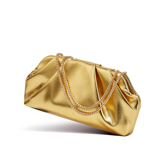 Damen Clutch-Tasche mit eleganter Faltoptik und feiner Kettenverzierung Nord Taschen