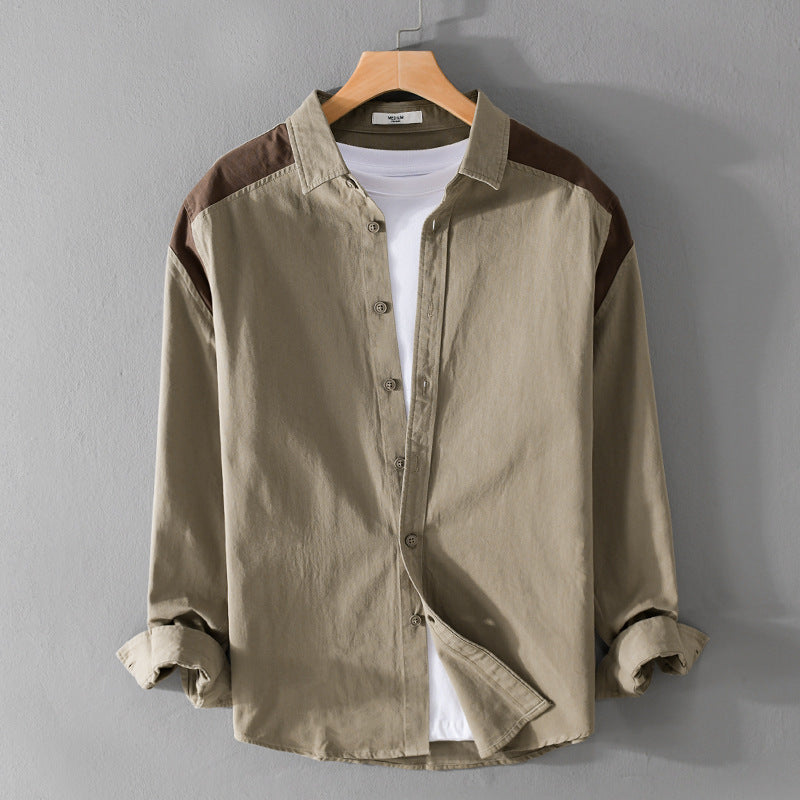 Herren Overshirt mit Kontrastpasse und lockerem Schnitt aus Baumwollmix Nord Taschen