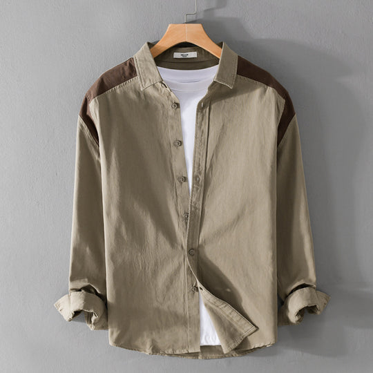 Herren Overshirt mit Kontrastpasse und lockerem Schnitt aus Baumwollmix Nord Taschen