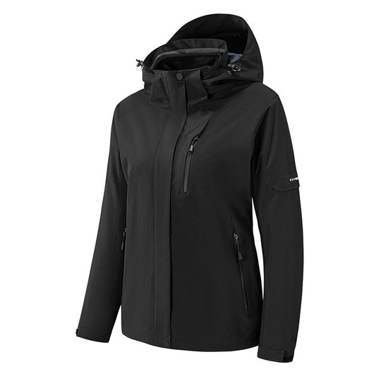 Herren wasserdichte dreilagige Softshell-Outdoorjacke mit verstellbarer Kapuze und verschweißten Reißverschlüssen Nord Taschen