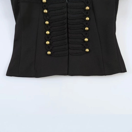 Damen Kurzjacke im militärischen Stil mit Stehkragen und Zierfrosch-Detail Nord Taschen