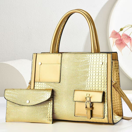 Damen Handtasche mit strukturiertem Schlangenleder-Look und abnehmbarer Mini-Clutch Nord Taschen