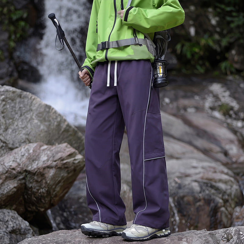 Unisex Wasserabweisende technische Cargo-Hose mit weitem Bein, Reißverschlusstaschen und Kordelzug Nord Taschen