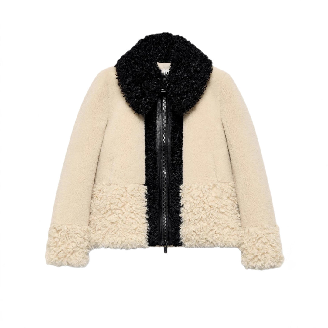 Damen Teddy-Fleece-Blousonjacke mit kontrastierendem Kunstfellkragen Nord Taschen