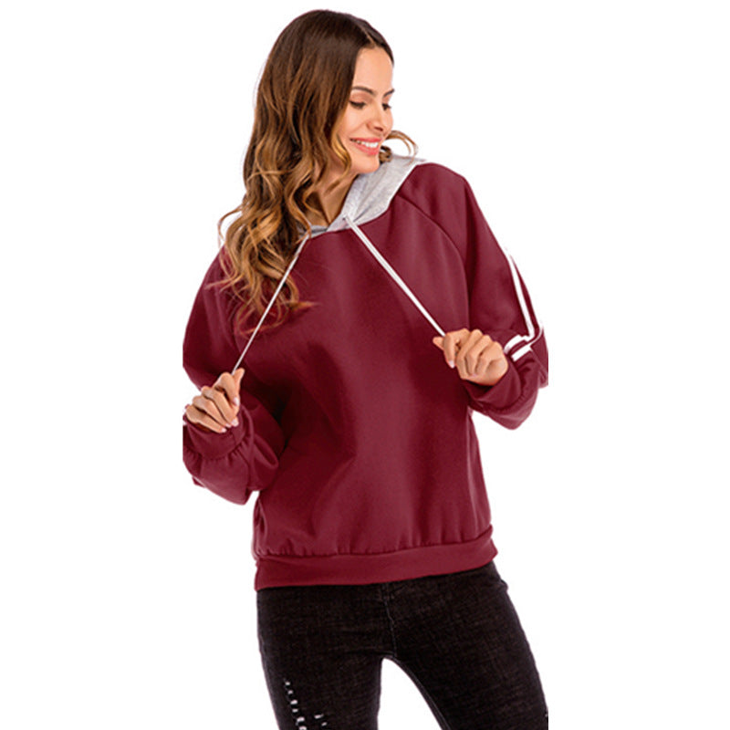 Damen modischer Kapuzenpullover mit kontrastierenden Ärmeln und lässigem Schnitt Nord Taschen