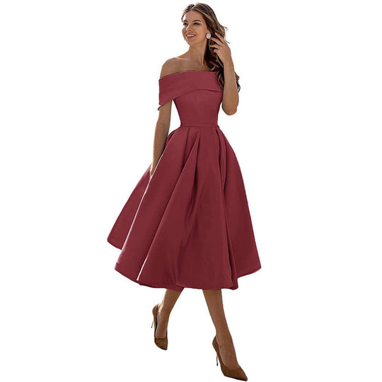 Legere Mode Satin Cocktailkleid Ohne Träger - Arvani