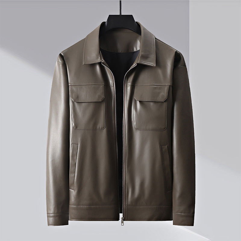 Herren minimalistische Lederimitatjacke mit durchgehendem Reißverschluss und aufgesetzten Brusttaschen Nord Taschen