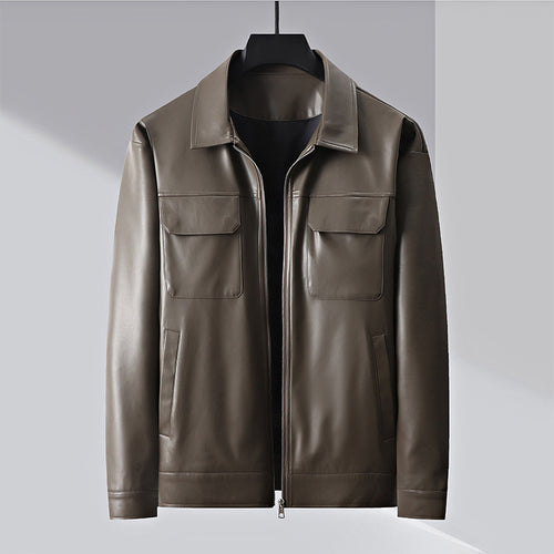 Herren minimalistische Lederimitatjacke mit durchgehendem Reißverschluss und aufgesetzten Brusttaschen Nord Taschen