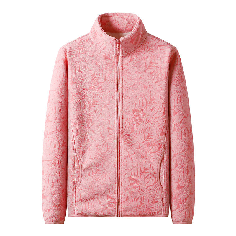 Damen Fleecejacke mit durchgehendem Reißverschluss und floraler Jacquard-Struktur Nord Taschen