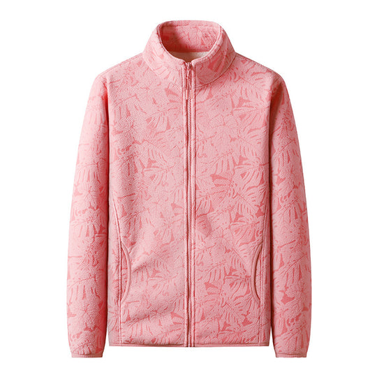 Damen Fleecejacke mit durchgehendem Reißverschluss und floraler Jacquard-Struktur Nord Taschen