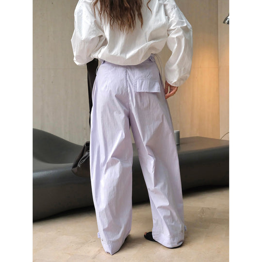Damen Weite High‑Waist Palazzohose aus leichtem Baumwollmix mit verstellbarem Saumdetail Nord Taschen