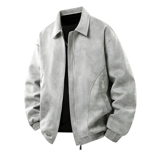Herren Smarter Overshirt‑Bomber in Veloursleder‑Optik mit Zwei‑Wege‑Metallreißverschluss Nord Taschen