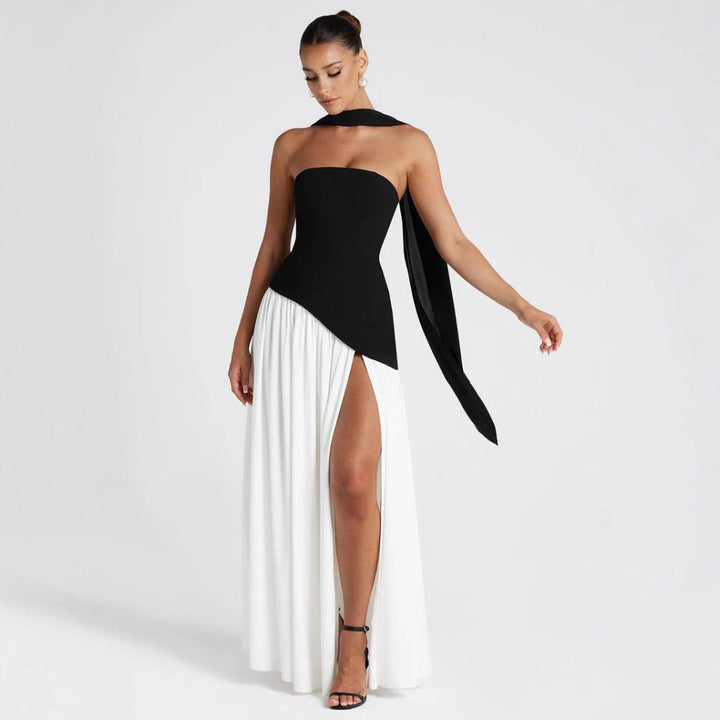 Damen Hochwertiges Abendkleid mit asymmetrischem Schnitt und elegantem Schlitz