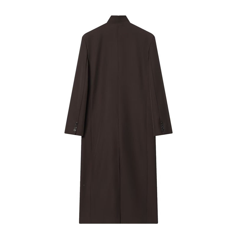 Damen Langer Mantel mit Mandarin-Kragen, minimalistischer Silhouette und verdeckter Knopfleiste Nord Taschen