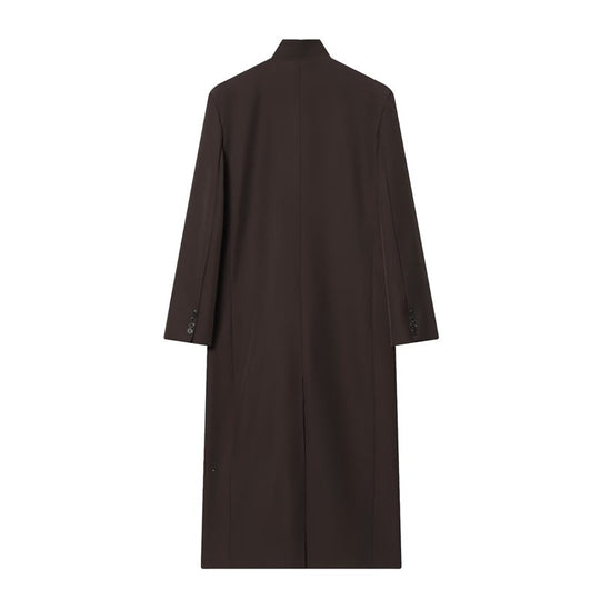 Damen Langer Mantel mit Mandarin-Kragen, minimalistischer Silhouette und verdeckter Knopfleiste Nord Taschen