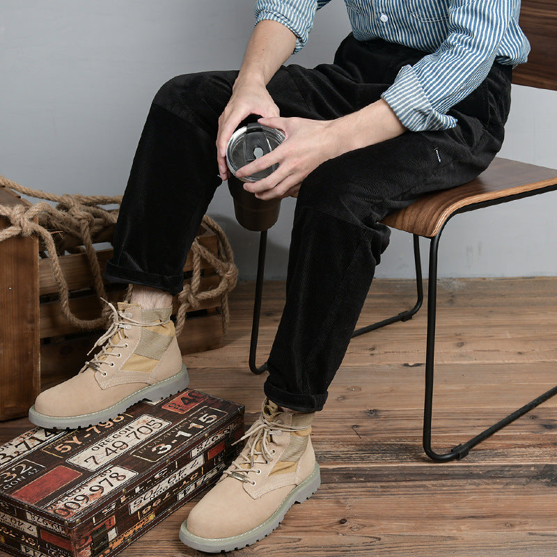 Herren Wildleder-Textil Combat-Boots mit profilierter Gummisohle Nord Taschen