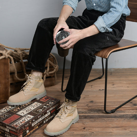 Herren Wildleder-Textil Combat-Boots mit profilierter Gummisohle Nord Taschen