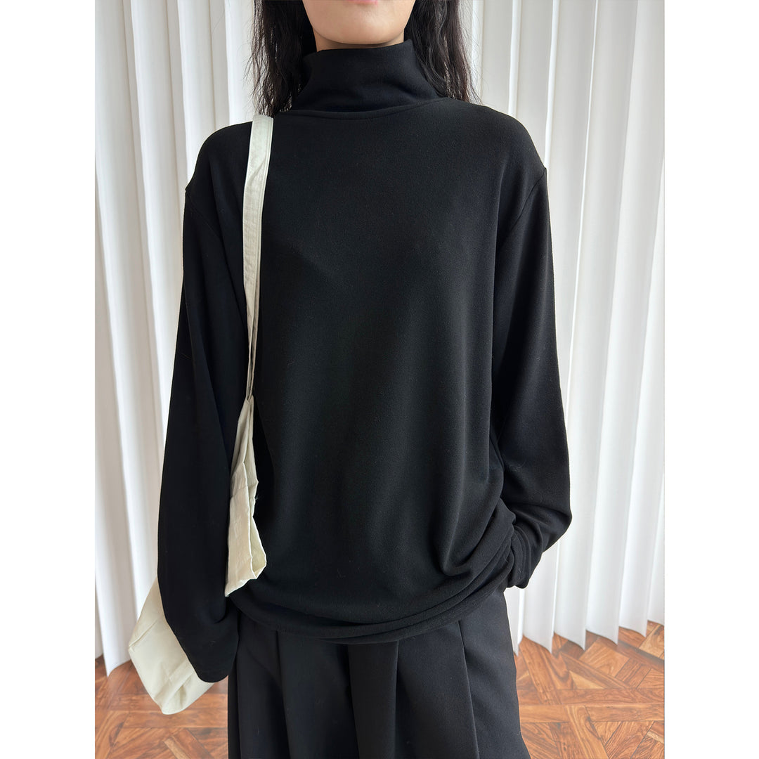 Damen Minimalistisches Rollkragen-Longsleeve mit Relaxed-Fit und weichem Jersey Nord Taschen