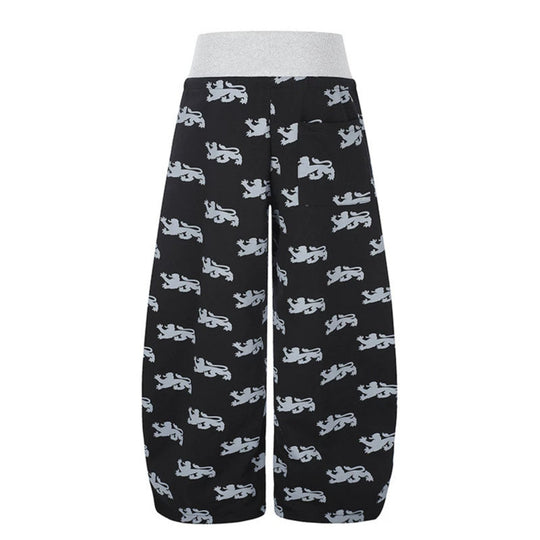 Damen Weite Culotte‑Palazzohose aus Sweat mit hohem Rippbund, Tunnelzug und heraldischem Wappenprint Nord Taschen