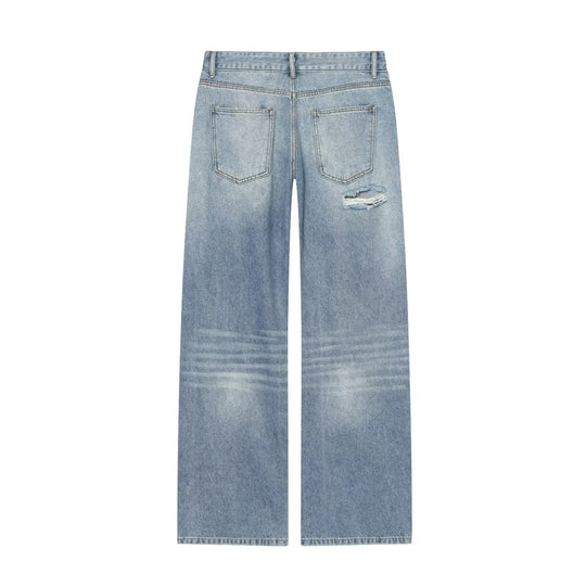 Damen Weite Denim-Jeans mit Glitzerfinish und hoher Taille Nord Taschen