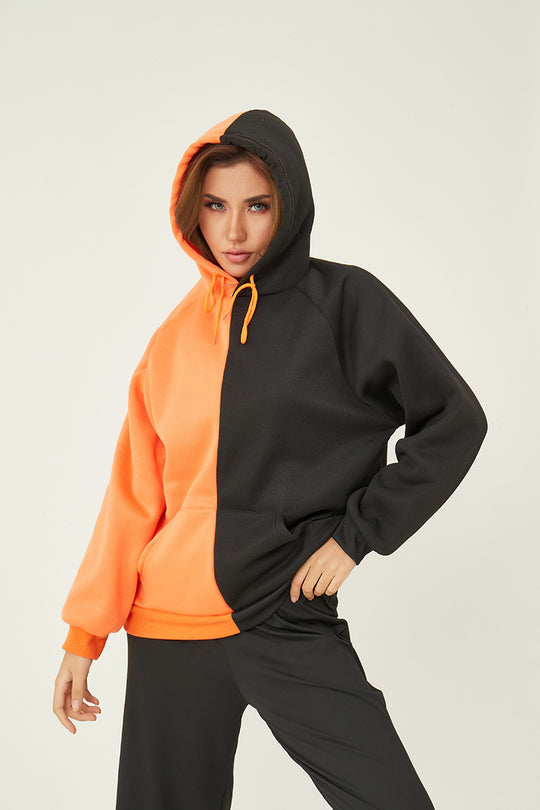 Damen Kapuzenpullover mit kontrastreichem Blockdesign, Oversize-Schnitt und Kängurutasche Nord Taschen
