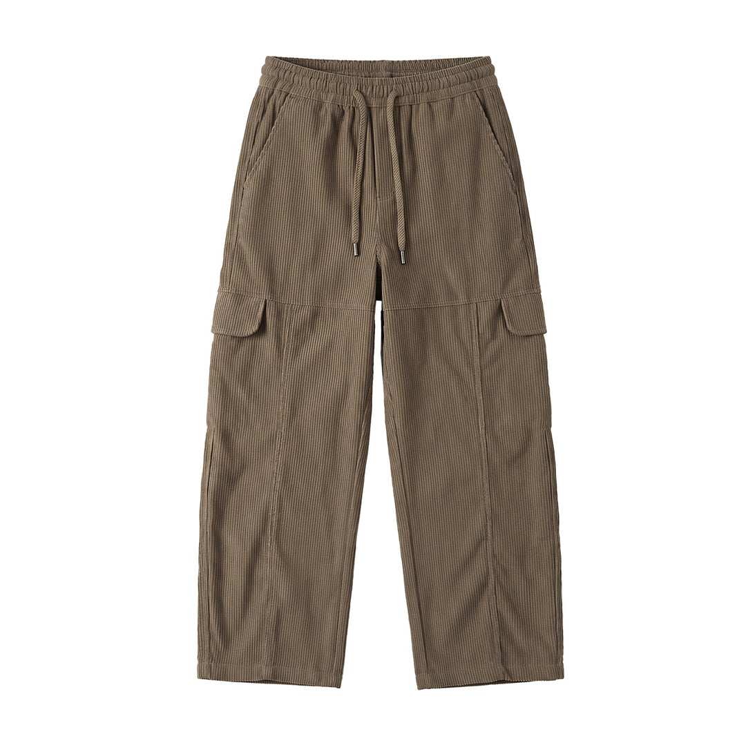 Damen Weite hochtaillierte Cargo‑Hose aus Feincord mit Tunnelzug Nord Taschen