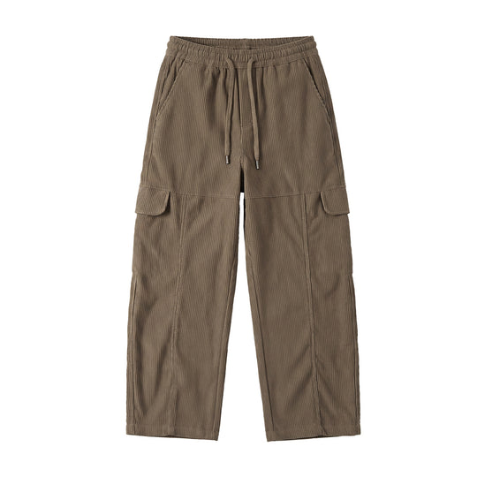 Damen Weite hochtaillierte Cargo‑Hose aus Feincord mit Tunnelzug Nord Taschen