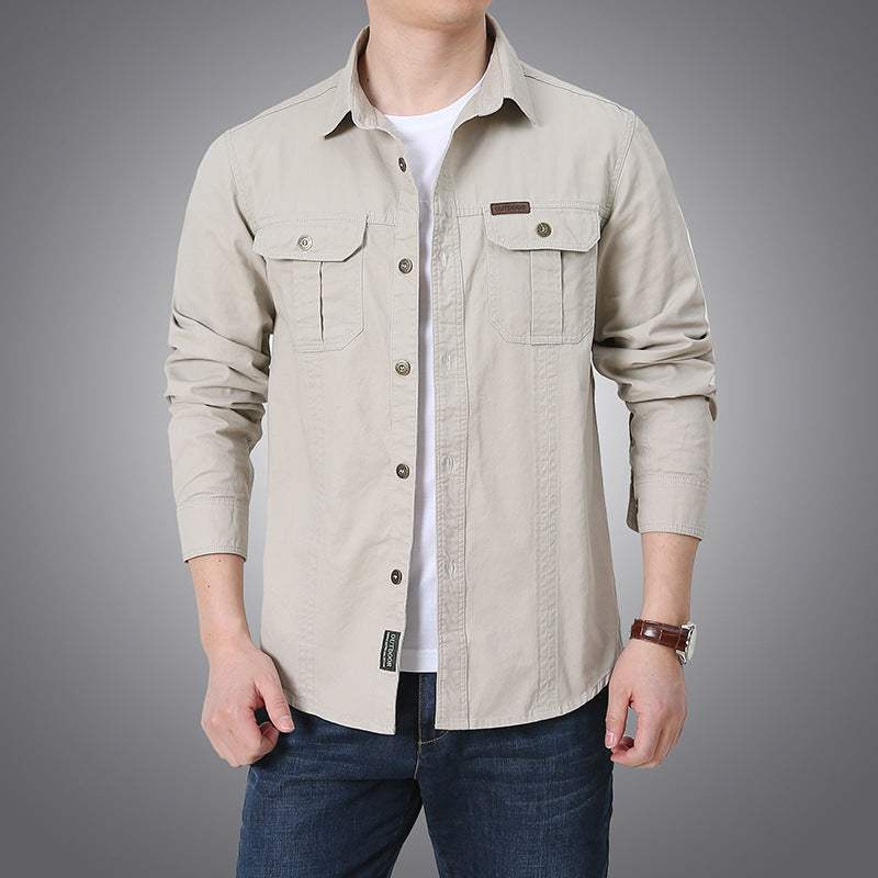 Herren robustes Overshirt aus Baumwoll-Canvas mit Brustpattentaschen Nord Taschen