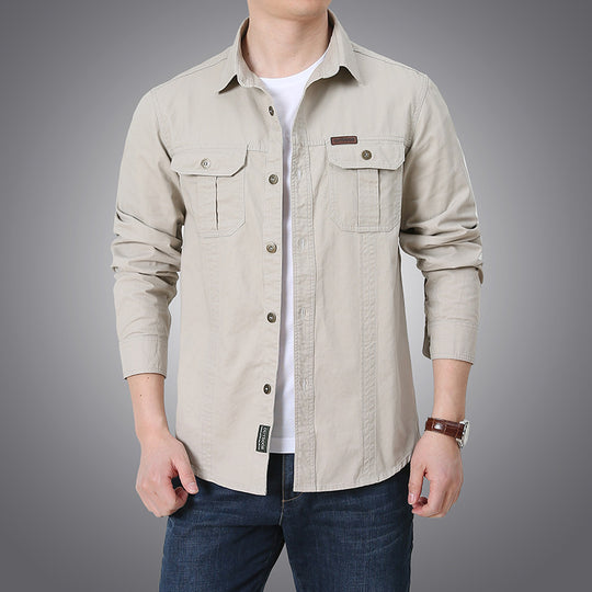 Herren robustes Overshirt aus Baumwoll-Canvas mit Brustpattentaschen Nord Taschen