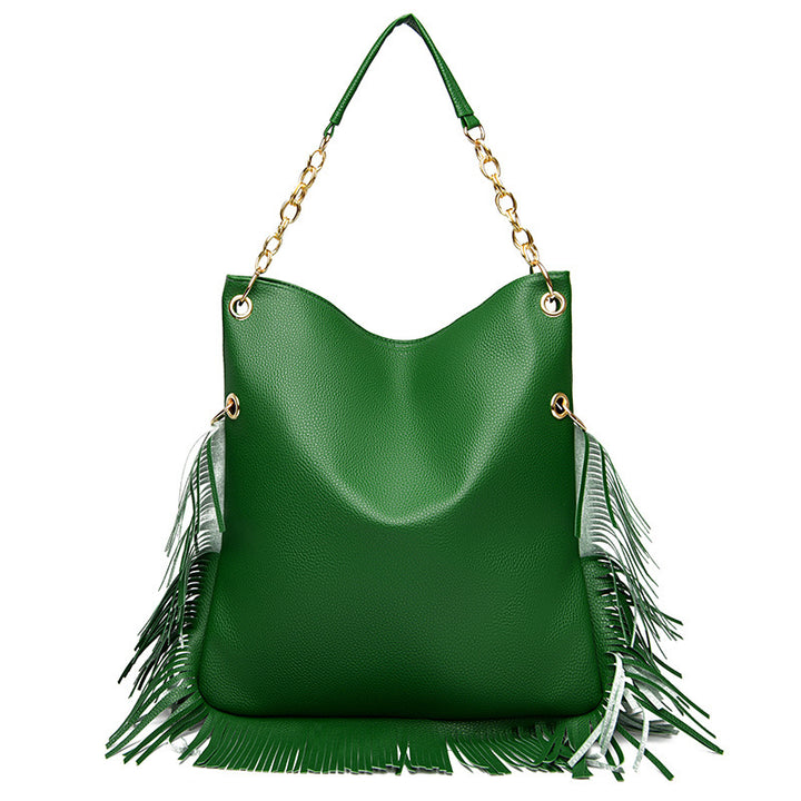 Damen stilvolle Handtasche mit Fransen und Nieten Nord Taschen