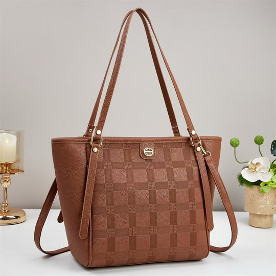 Damen elegante Shopper-Tasche mit modischem Karo-Muster und abnehmbarem Schulterriemen Nord Taschen