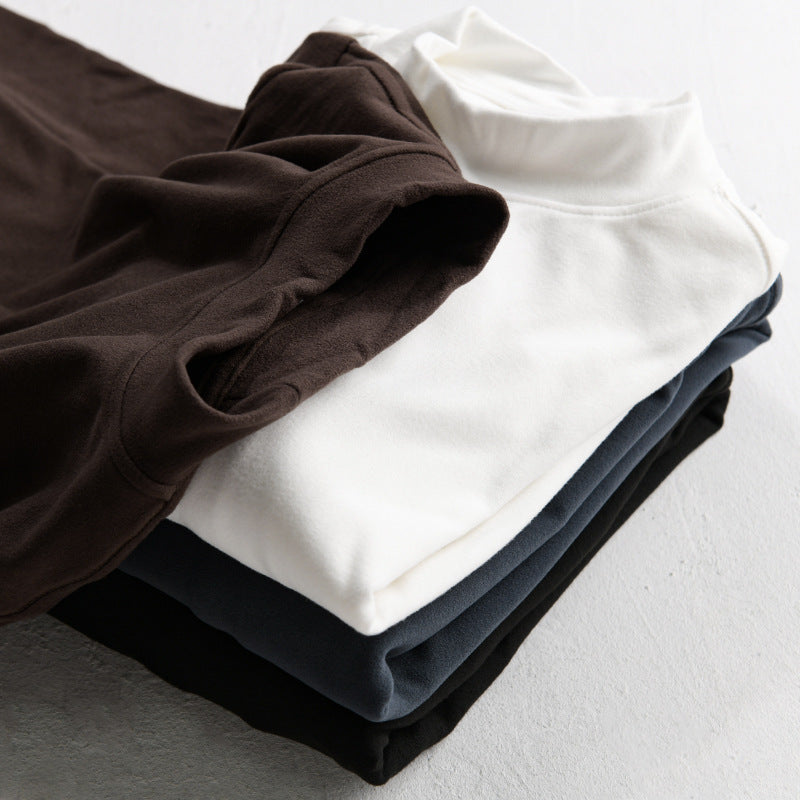Herren Langärmeliges Feines Baumwollshirt mit Stehkragen und Relaxed-Fit Nord Taschen
