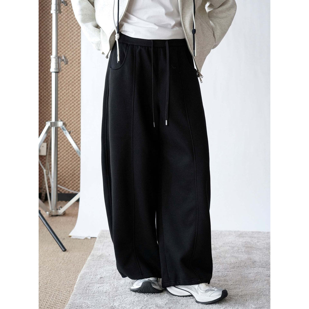 Damen Weite Sweatpants mit hoher Taille und mittiger Bügelfalte Nord Taschen