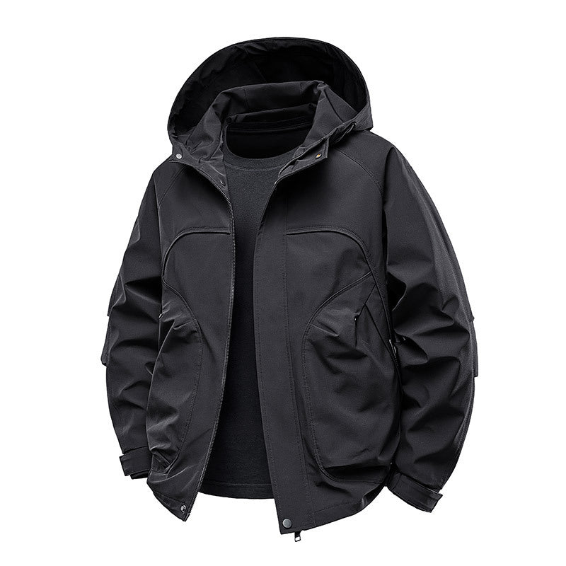 Herren technische Softshell-Utilityjacke mit Kapuze wasserabweisend und Multifunktionstaschen Nord Taschen