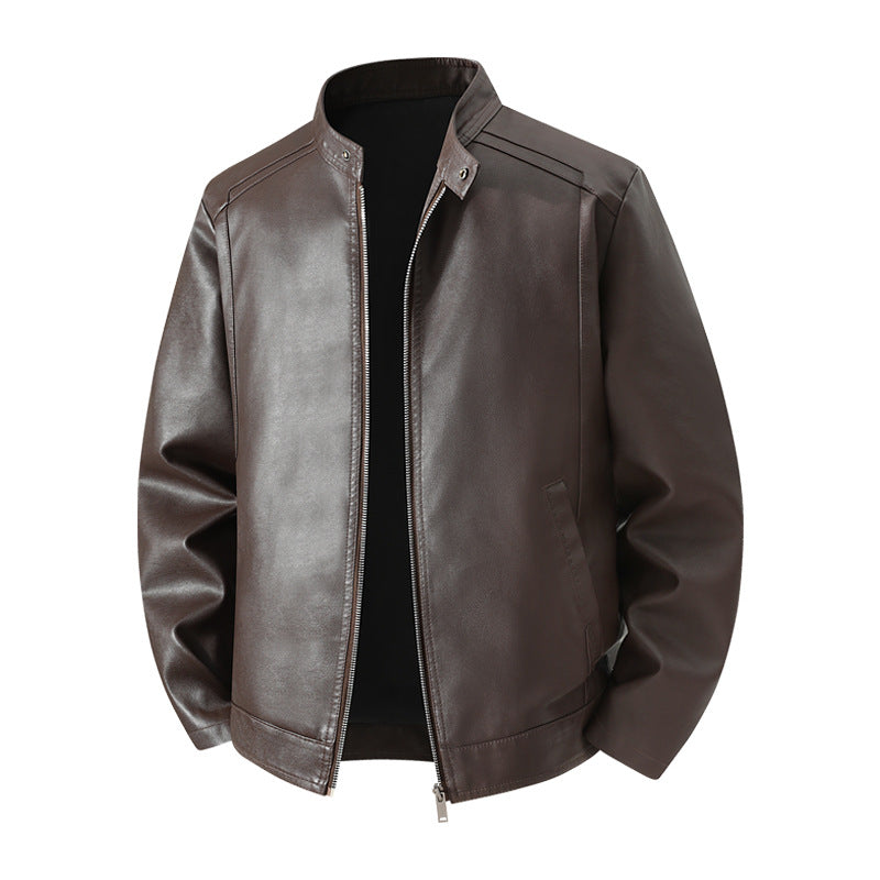 Herren Schlichte Kunstleder-Cityjacke mit Stehkragen, Zweiwege-Reißverschluss & Eingrifftaschen Nord Taschen