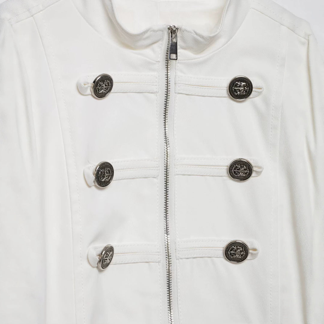 Damen Kurzjacke im Military-Look mit Stehkragen und Zierknopfleiste Nord Taschen