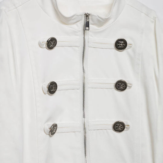 Damen Kurzjacke im Military-Look mit Stehkragen und Zierknopfleiste Nord Taschen