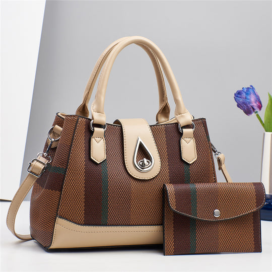 Damen hochwertige Handtasche mit luxuriösem Streifenmuster Nord Taschen