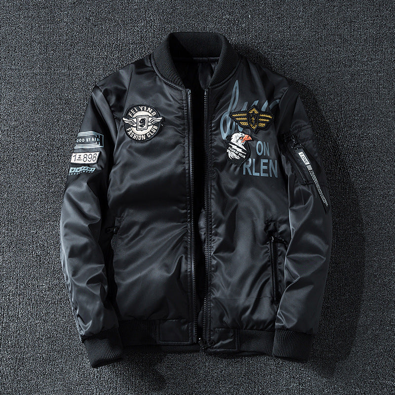 Herren Pilotenbomberjacke im Aviator-Look mit Badge-Applikationen, Ärmeltasche und gerippten Bündchen Nord Taschen