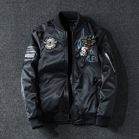Herren Pilotenbomberjacke im Aviator-Look mit Badge-Applikationen, Ärmeltasche und gerippten Bündchen Nord Taschen