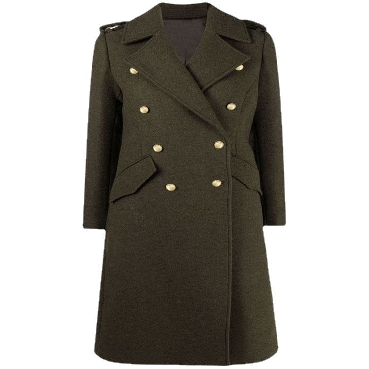 Damen A‑Linien Wollmix‑Mantel mit zweireihigem Tailoring, Metallknöpfen und Klappentaschen Nord Taschen
