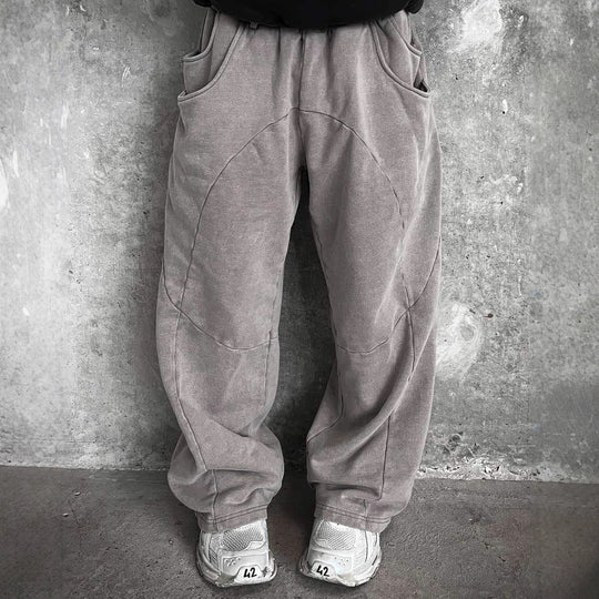 Herren nan Oversize-Freizeitjogger mit geschwungenen Nahtdetails, Kordelzugbund und elastischen Beinabschlüssen Nord Taschen