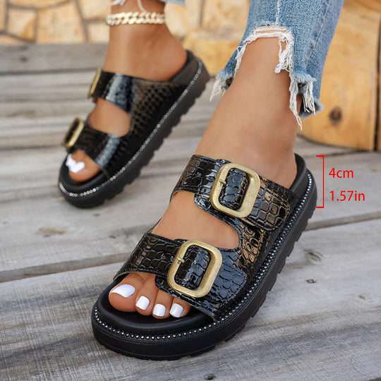 Damen Komfortable Sandalen mit modischen Schnallenapplikationen Nord Taschen