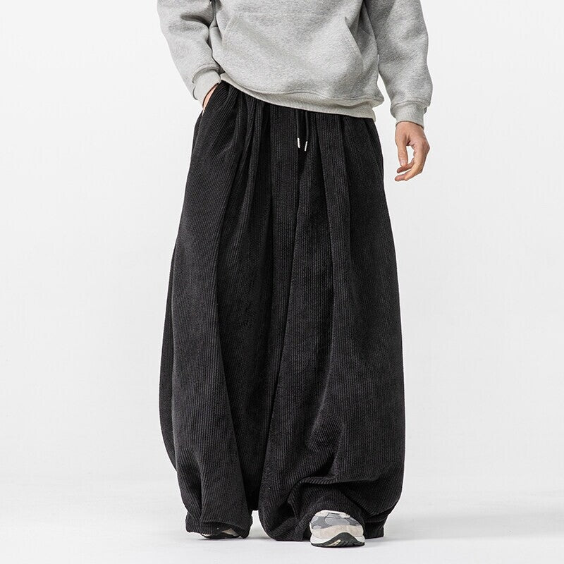 Herren Extraweite Cord-Ballonhose mit Falten, Tunnelzug und schwerem Fall Nord Taschen