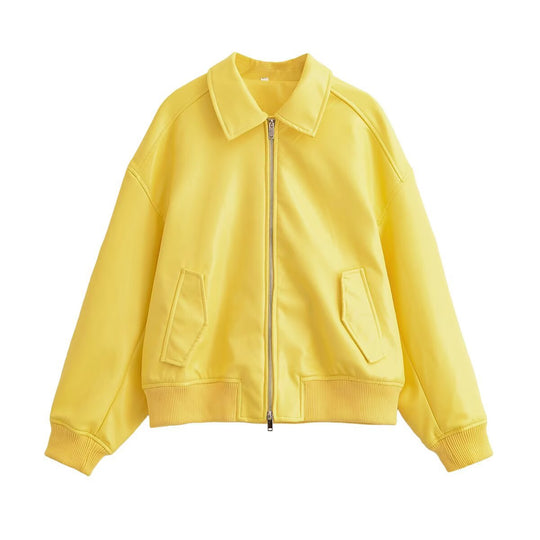 Damen Oversized Bomberjacke mit Reißverschluss, Kragen, gerippten Bündchen und Pattentaschen Nord Taschen