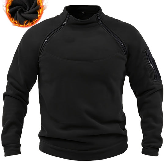 Herren Thermischer Fleece‑Halbzippullover mit Utility‑Ärmeltasche & Schulterreißverschlüssen Nord Taschen