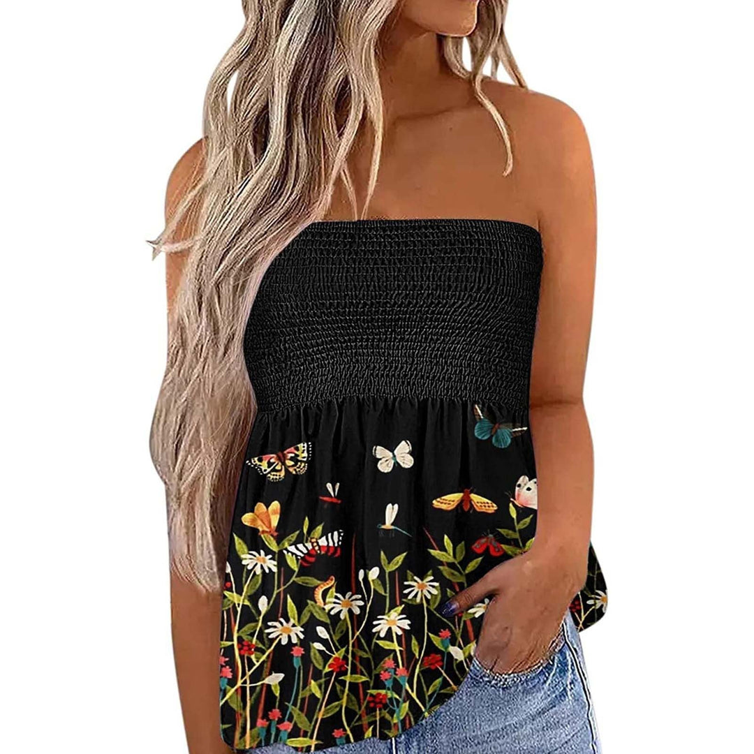 Damen Bandeau-Top mit floralem Einsatz