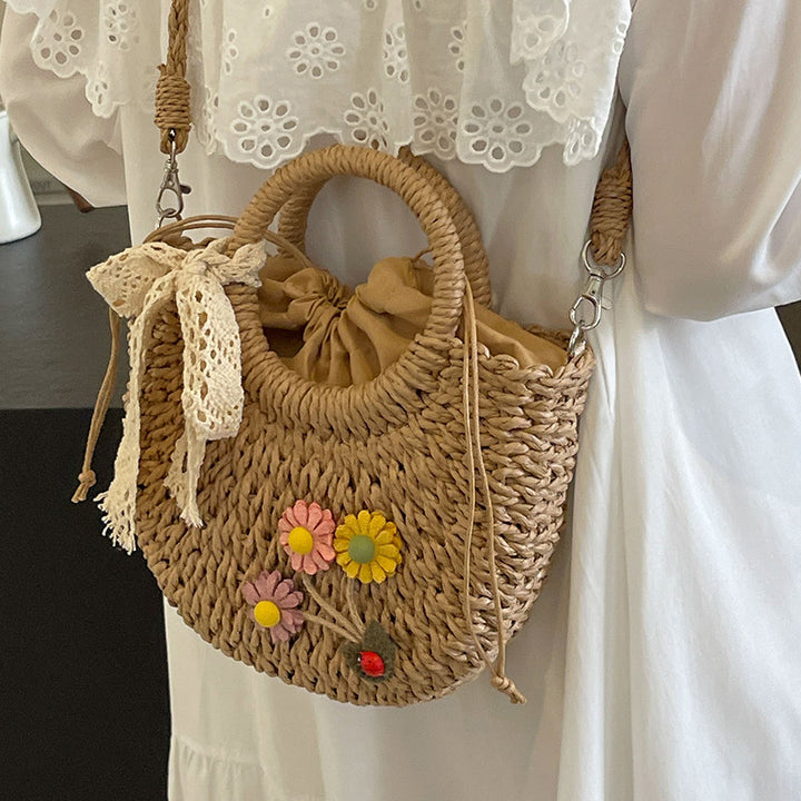 Damen bezaubernde Tragetasche mit floralem Dekor und elegantem Spitzenband Nord Taschen